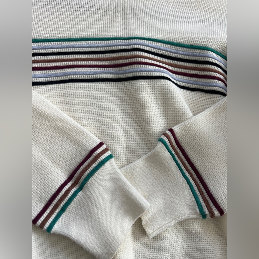 VERONICA BEARD Poise Stripe Top - Ivory Multi. Size S - Picture 8 of 9